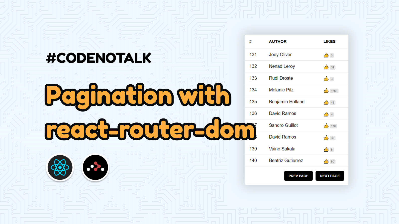 CODENOTALK - Coding pagination with react-router-dom